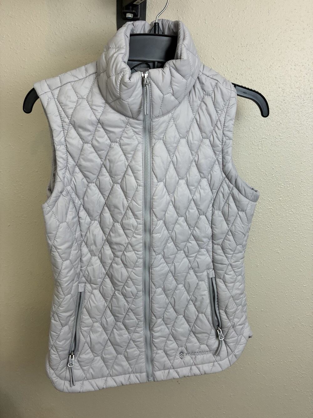 Free Country Quilted Vest Womens Small Gray/Taupe Full Zip Lightweight